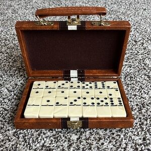 Vintage Dominoes Set leather case sealed new dominos retro rare party fun game